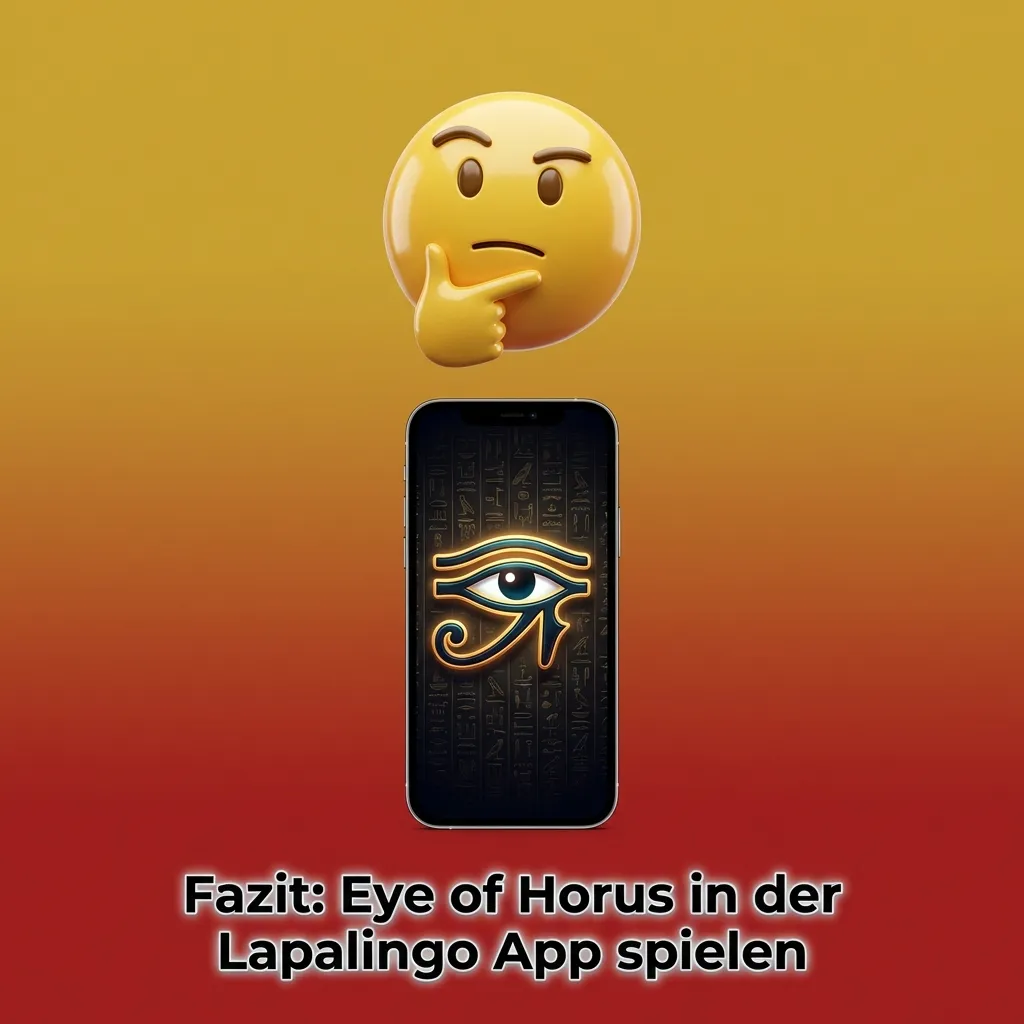Smartphone mit geöffneter Lapalingo App, Eye of Horus Slot im Spielbildschirm, deutscher Text und Casinobonus-Hinweis