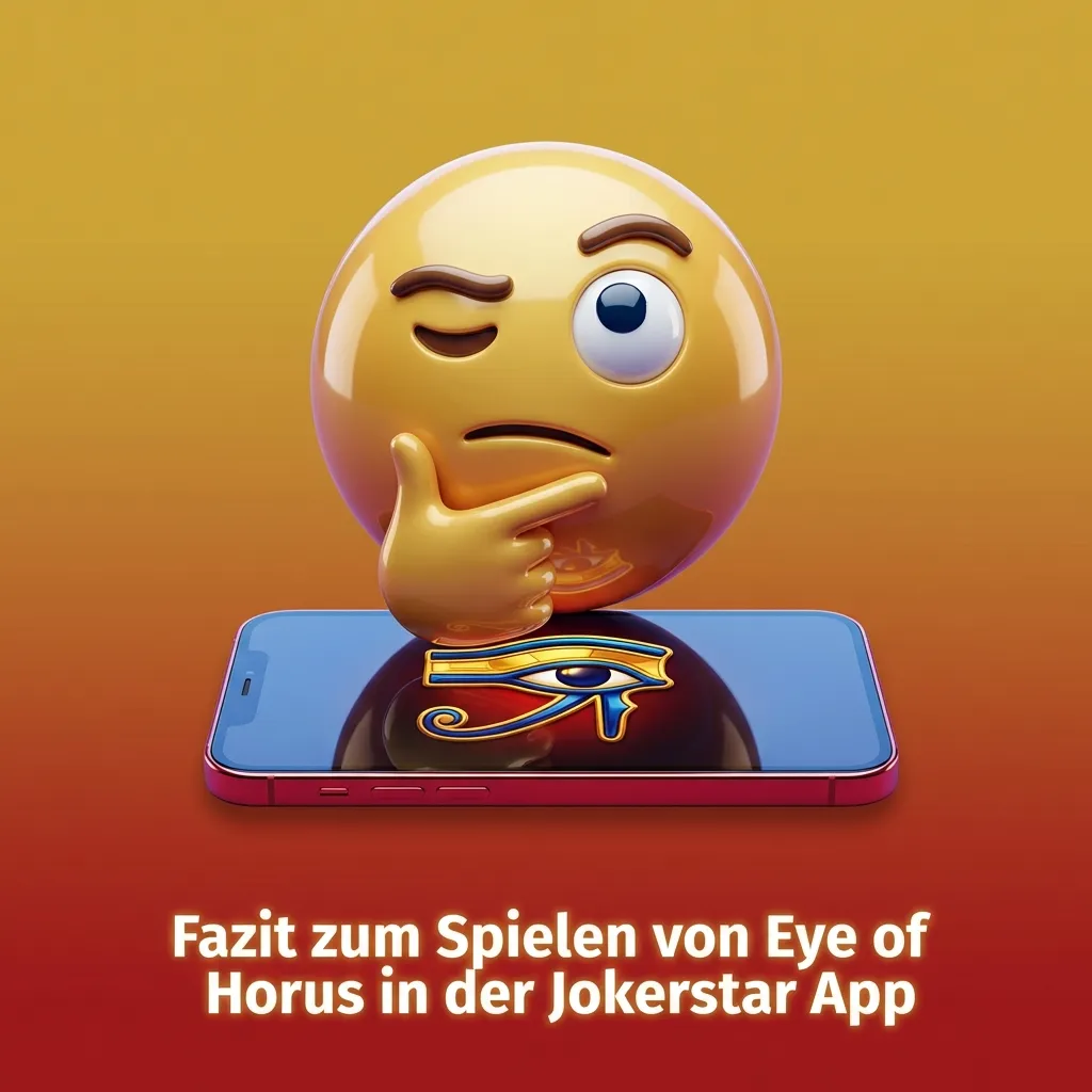 Smartphone mit Jokerstar Eye of Horus Slot-App, deutscher Lizenzhinweis und klaren Einsatzlimits auf dem Bildschirm