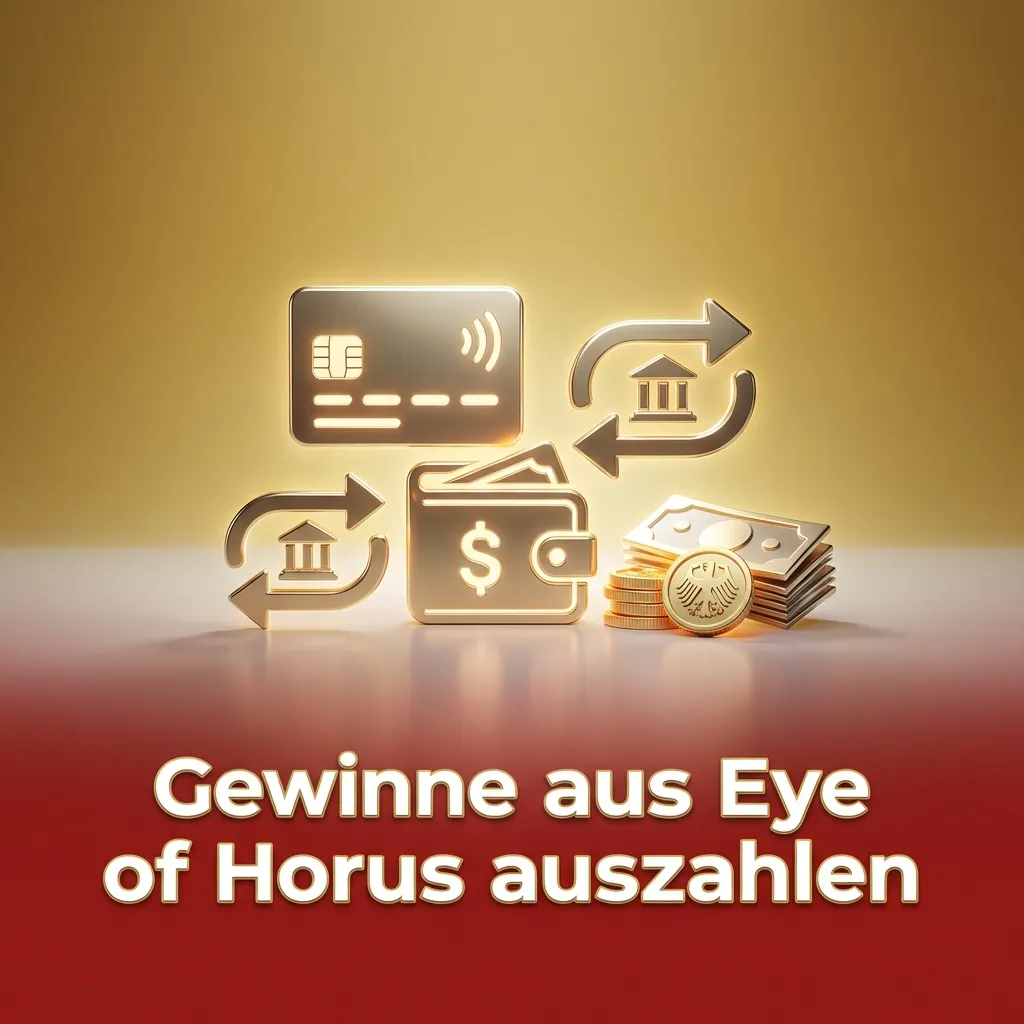 Smartphone-App zeigt Eye of Horus Slot und Auszahlungsmenü mit Schritten zur sicheren Gewinnauszahlung