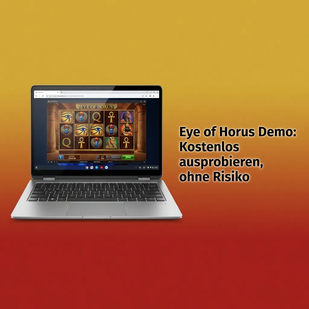 Screenshot eines Eye of Horus Slotspiels im Demo-Modus mit Spielgeld und Hinweis „kostenlos, ohne Risiko“