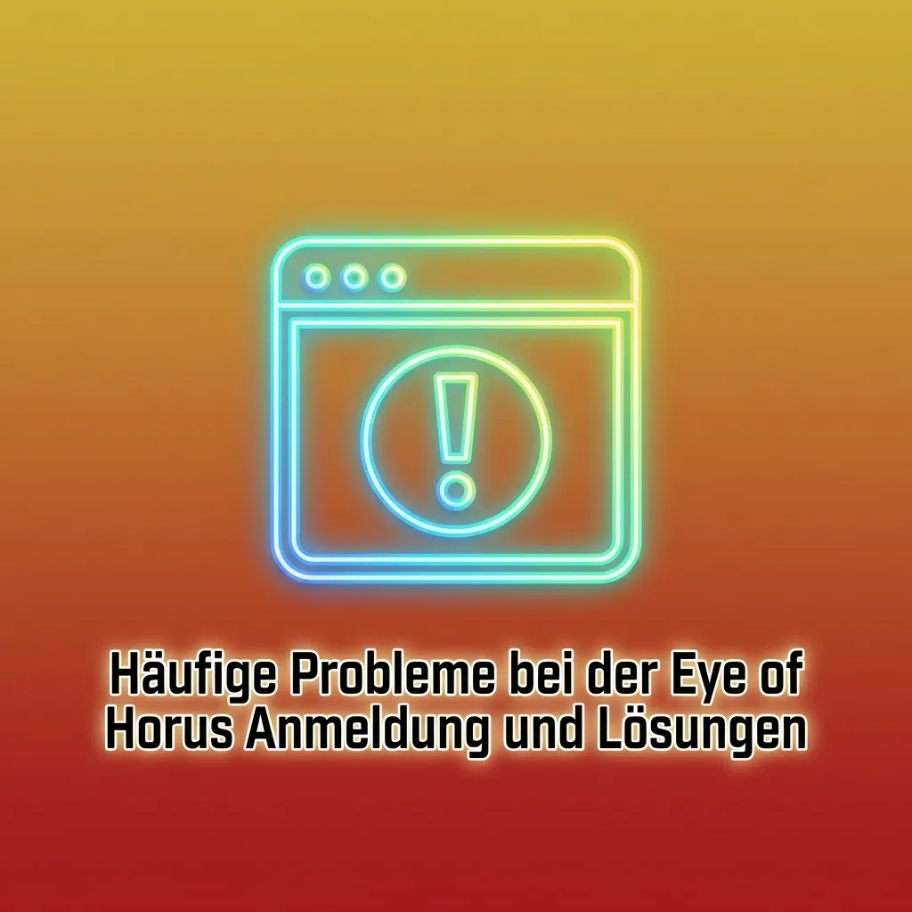 Grafik mit Liste häufiger Eye of Horus Anmeldeprobleme und kurzen Lösungen in deutscher Sprache