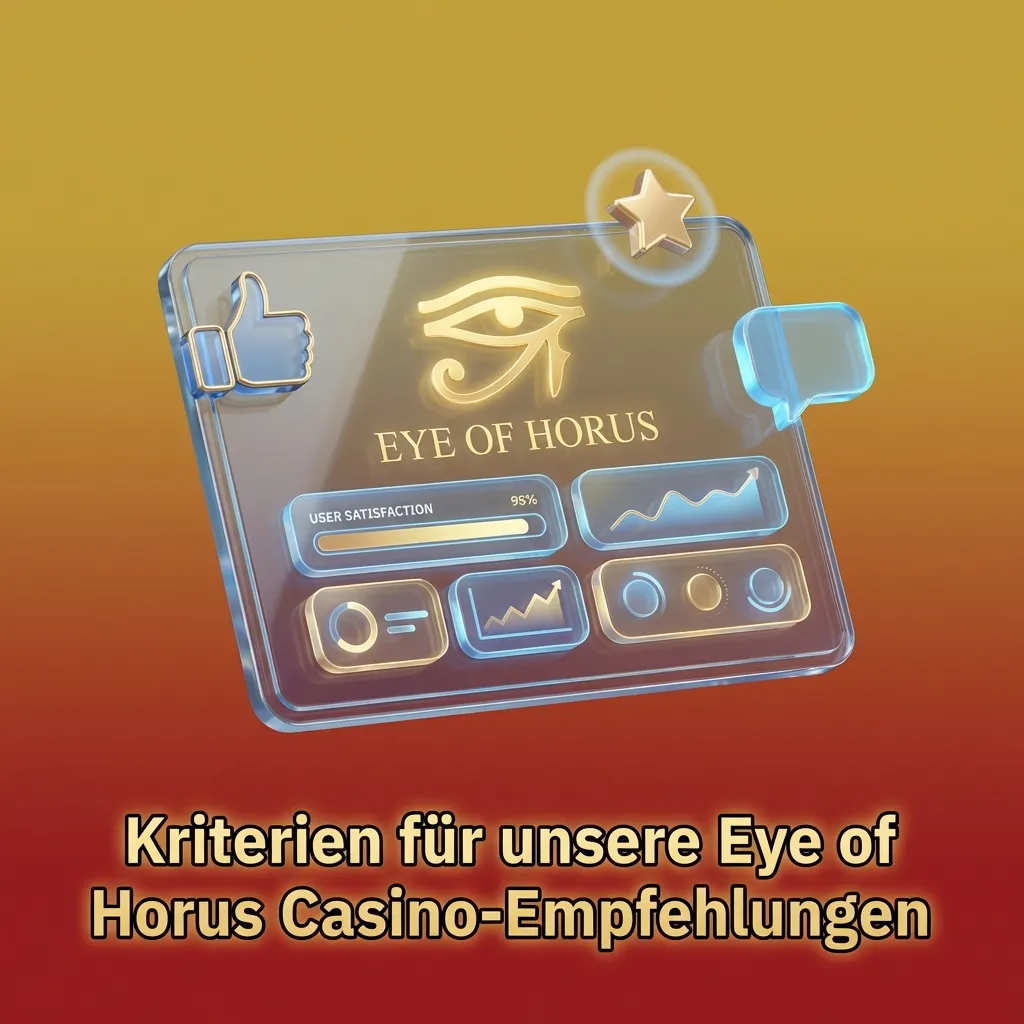 Grafik mit Checkliste der Kriterien für empfohlene Eye of Horus Casinos wie Lizenz, Sicherheit, Support und Bonusregeln