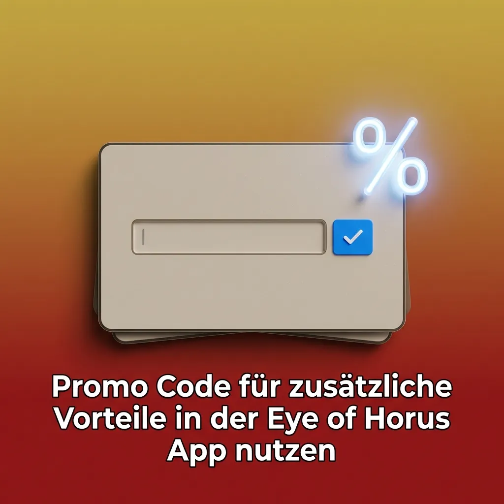 Grafik mit Eye of Horus App und Tabelle mit Promo-Codes verschiedener Online-Casinos für Freispiele und Startboni
