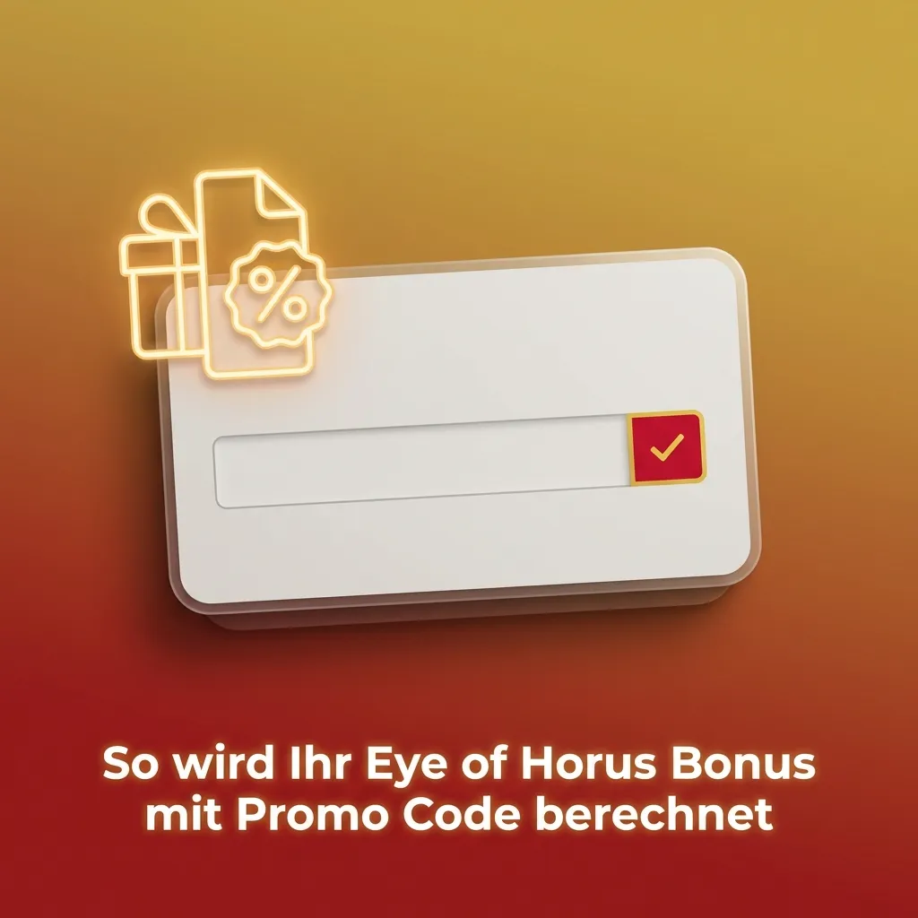 Grafik zur Berechnung eines Eye of Horus Casino-Bonus mit Promo Code, Einzahlung, Prozentbonus, Limit und Freispielen