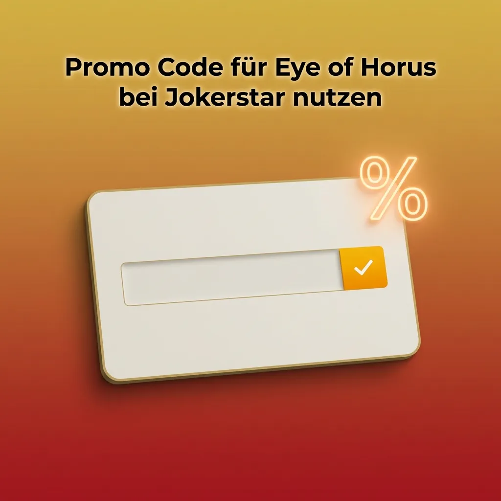 Deutscher Jokerstar-Slotbildschirm von Eye of Horus mit eingeblendetem Promo Code „HORUS2024“ und Bonus-Hinweis