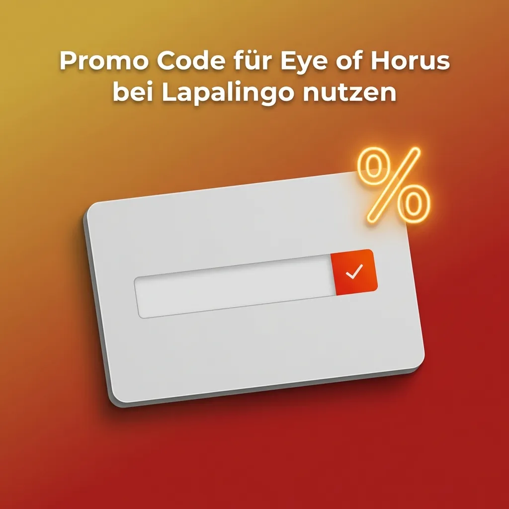 Deutsche Lapalingo-Webseite mit Eye of Horus Slot und Eingabefeld für Promo-Code „HORUS100“ im Bonusbereich